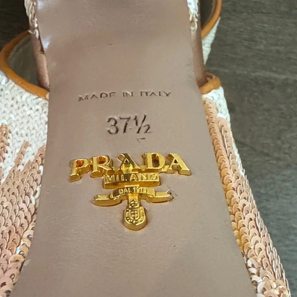 💖Prada Sequin Paillete Peep-Toe Slingback Heels - Picture 9 of 11